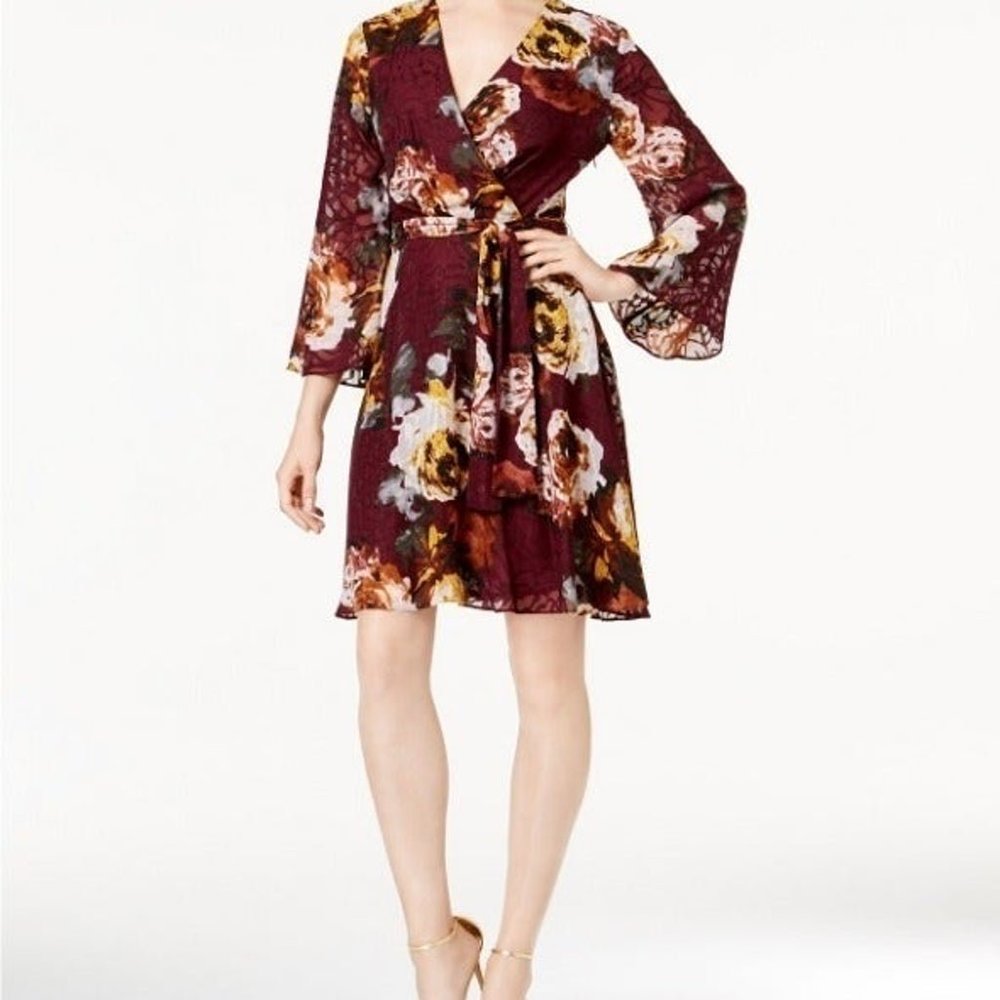 Ivanka Trump Burgundy Floral Mini Dress